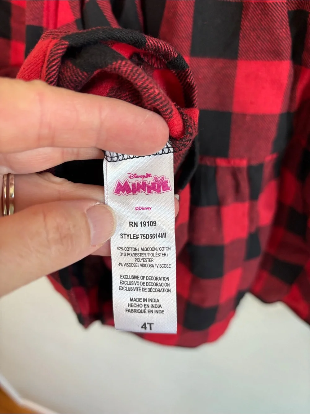 Bundle 2/$30! NEW Disney Plaid Flannel Minnie Mouse Dress 4T